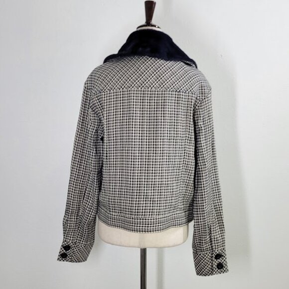 ANTHROPOLOGIE MAEVE tweed faux fur-collar jacket Sz M NEW - Picture 7 of 11